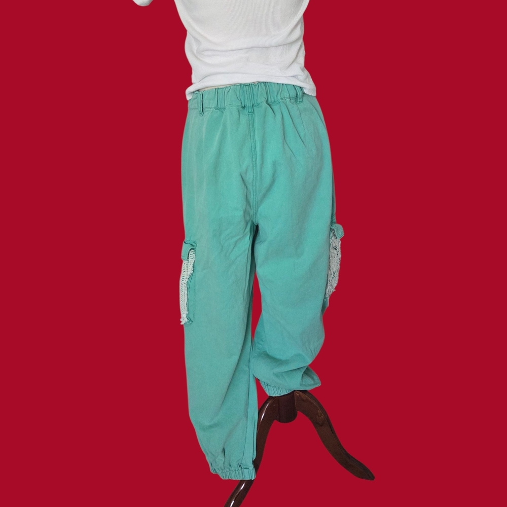 Pol New Teal Mint Patchwork Distressed Denim Jogg… - image 3